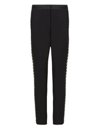 Pantalon rayé brodé grain de poudre - Noir