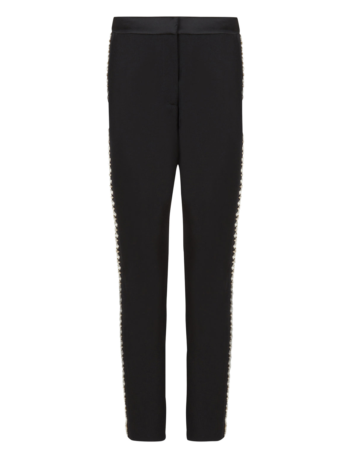 Pantalon rayé brodé grain de poudre - Noir
