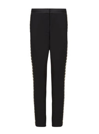 Pantalon rayé brodé grain de poudre - Noir