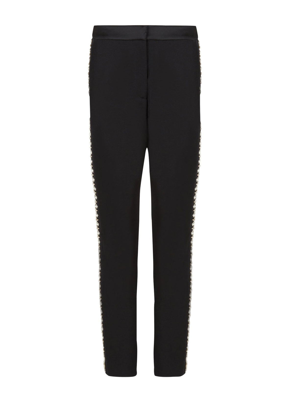Pantalon rayé brodé grain de poudre - Noir