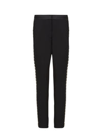 Pantalon rayé en laine - Noir
