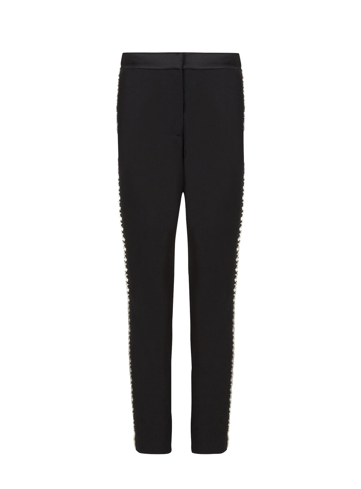 Pantalon rayé en laine - Noir