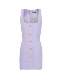 Robe à manches courtes boutonnée en laine - Lavande