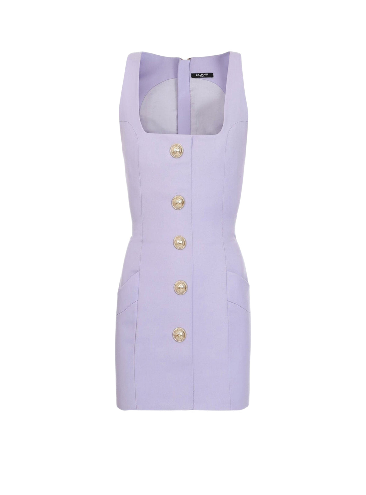 Robe à manches courtes boutonnée en laine - Lavande