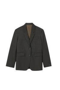 Blazer à carreaux en laine mélangée - Noir & Cambouis