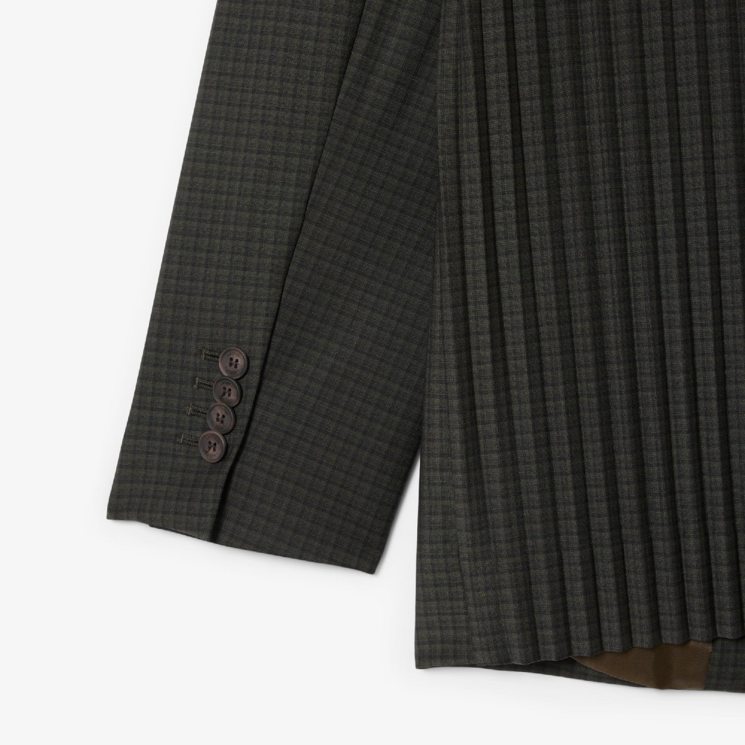 Blazer à carreaux en laine mélangée - Noir & Cambouis