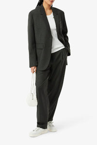 Blazer à carreaux en laine mélangée - Noir & Cambouis