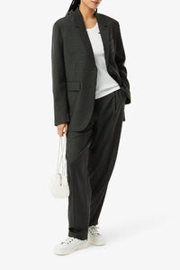 Blazer à carreaux en laine mélangée - Noir & Cambouis