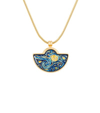 Collier Small Halfmoon plaqué à l'or 24 carats - Bleu & Or
