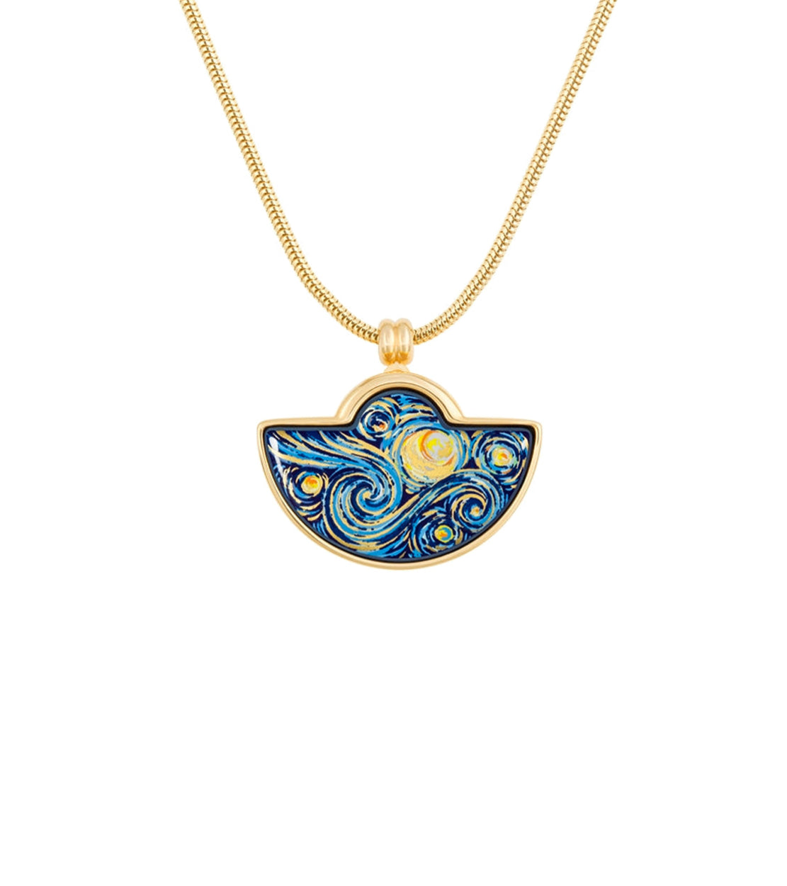 Collier Small Halfmoon plaqué à l'or 24 carats - Bleu & Or