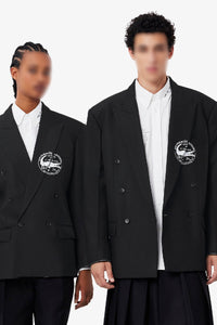 Blazer croisé en twill de laine - Noir
