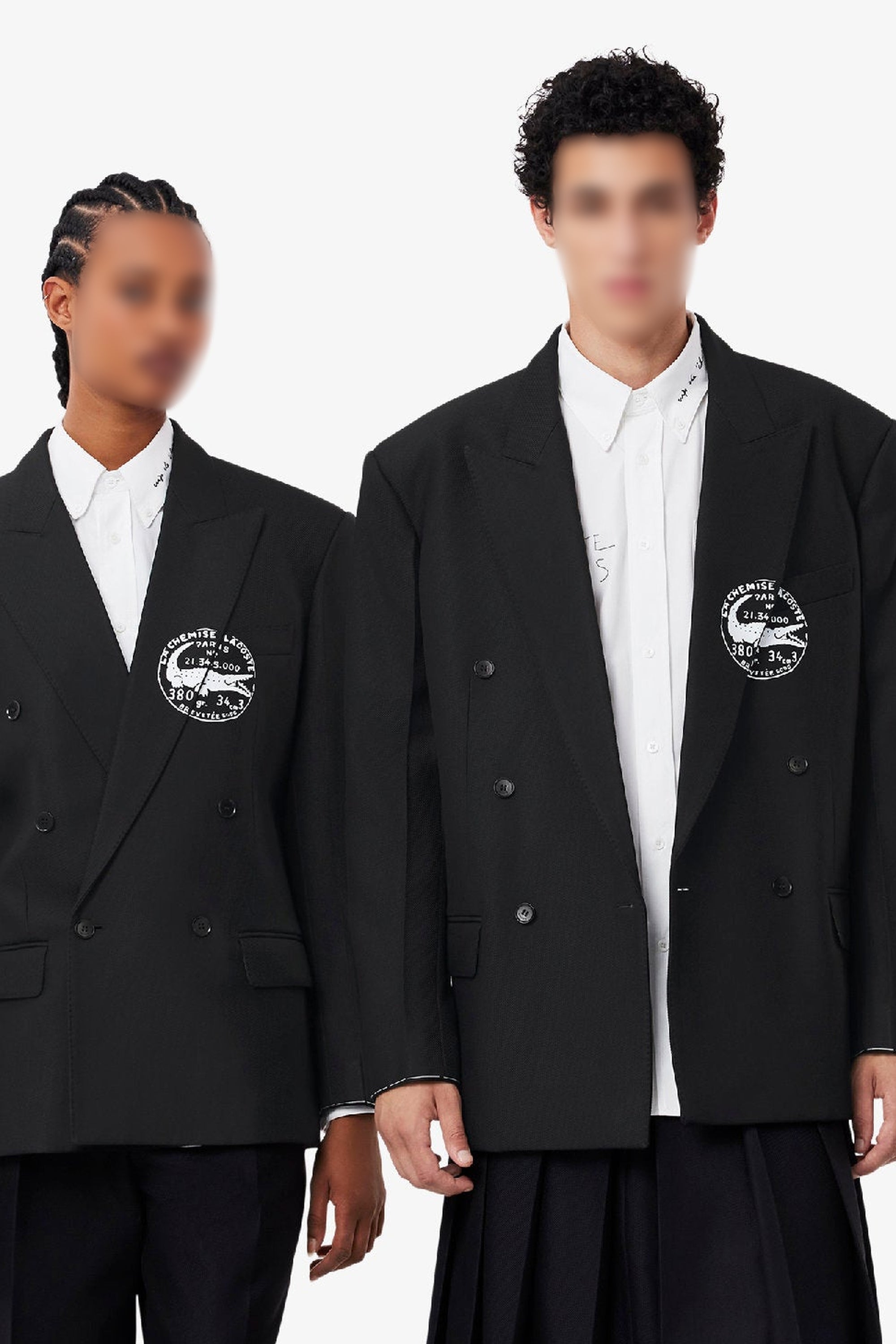 Blazer croisé en twill de laine - Noir