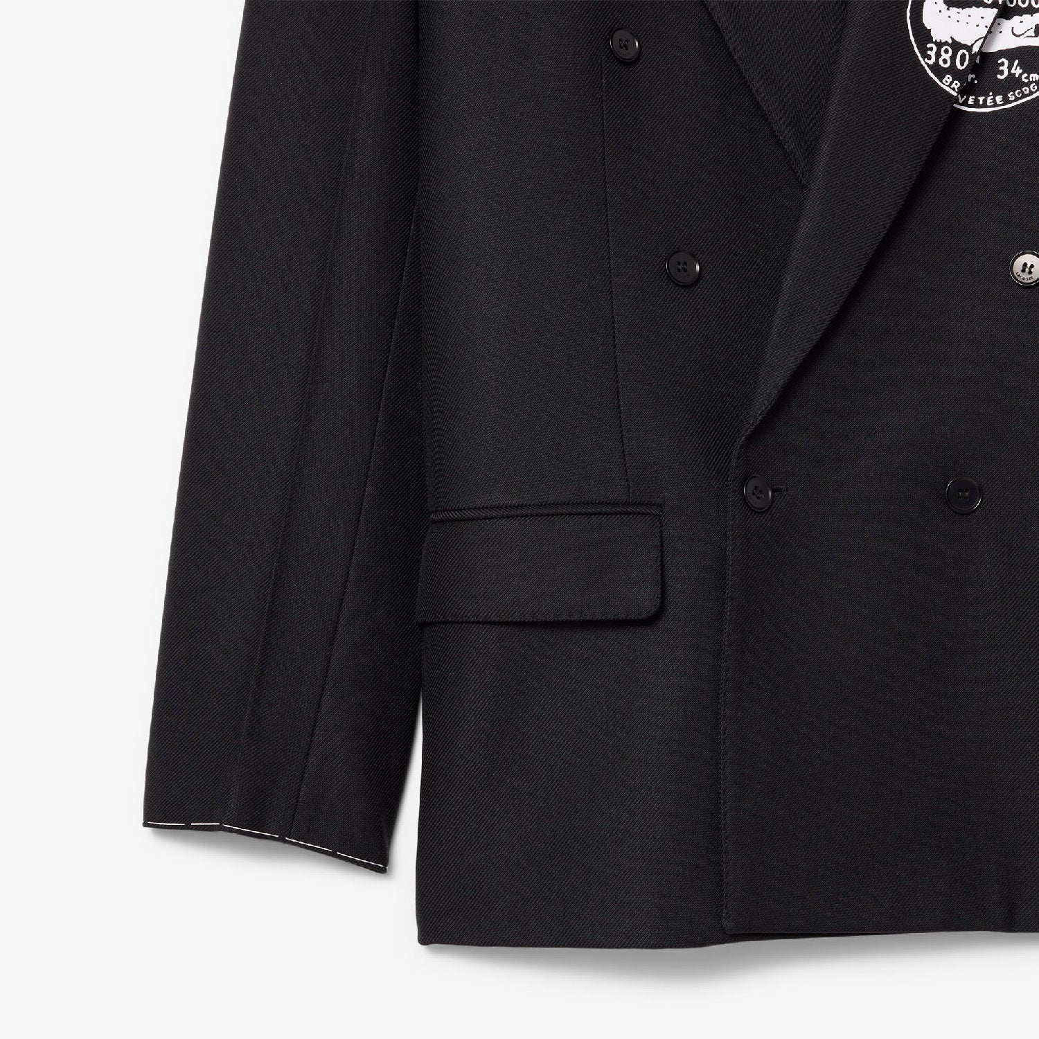 Blazer croisé en twill de laine - Noir