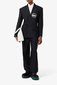 Blazer croisé en twill de laine - Noir