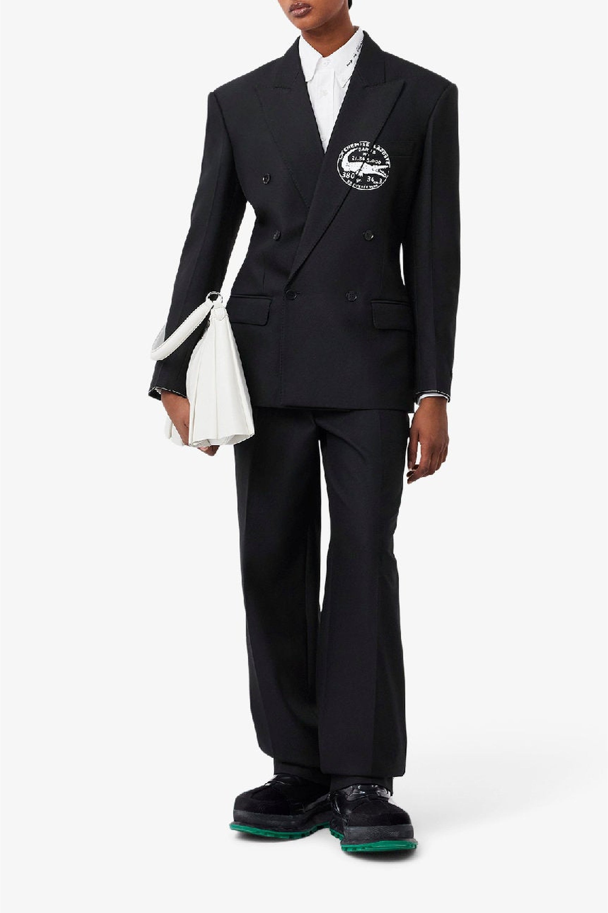Blazer croisé en twill de laine - Noir