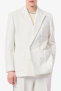 Blazer croisé à broderie en piqué - Farine