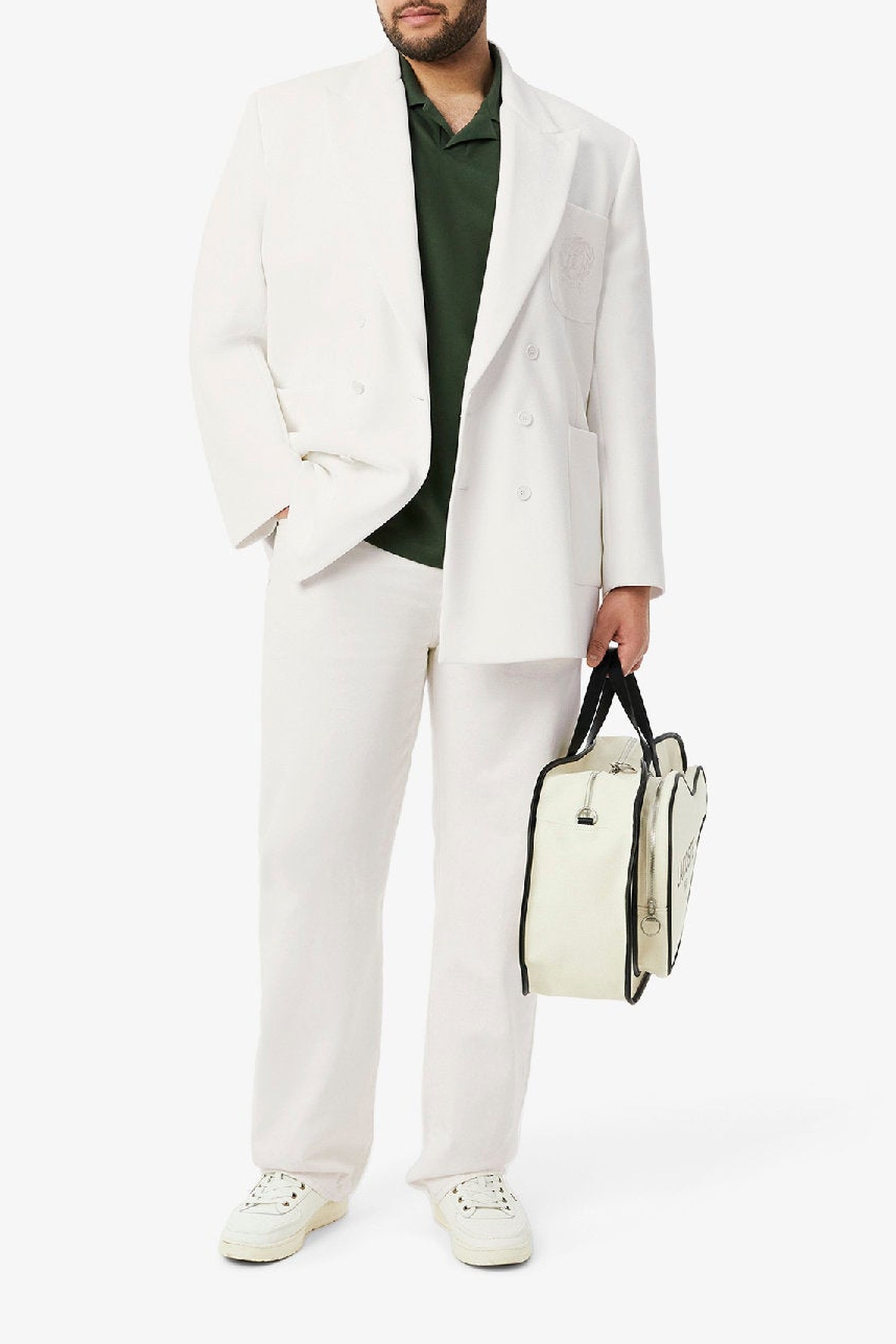Blazer croisé à broderie en piqué - Farine
