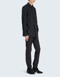 Chemise en coton avec plastron - Noir