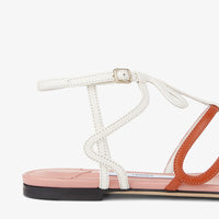 Sandales Vice plates en cuir multicolore - Peach, Burnt Orange & Latte