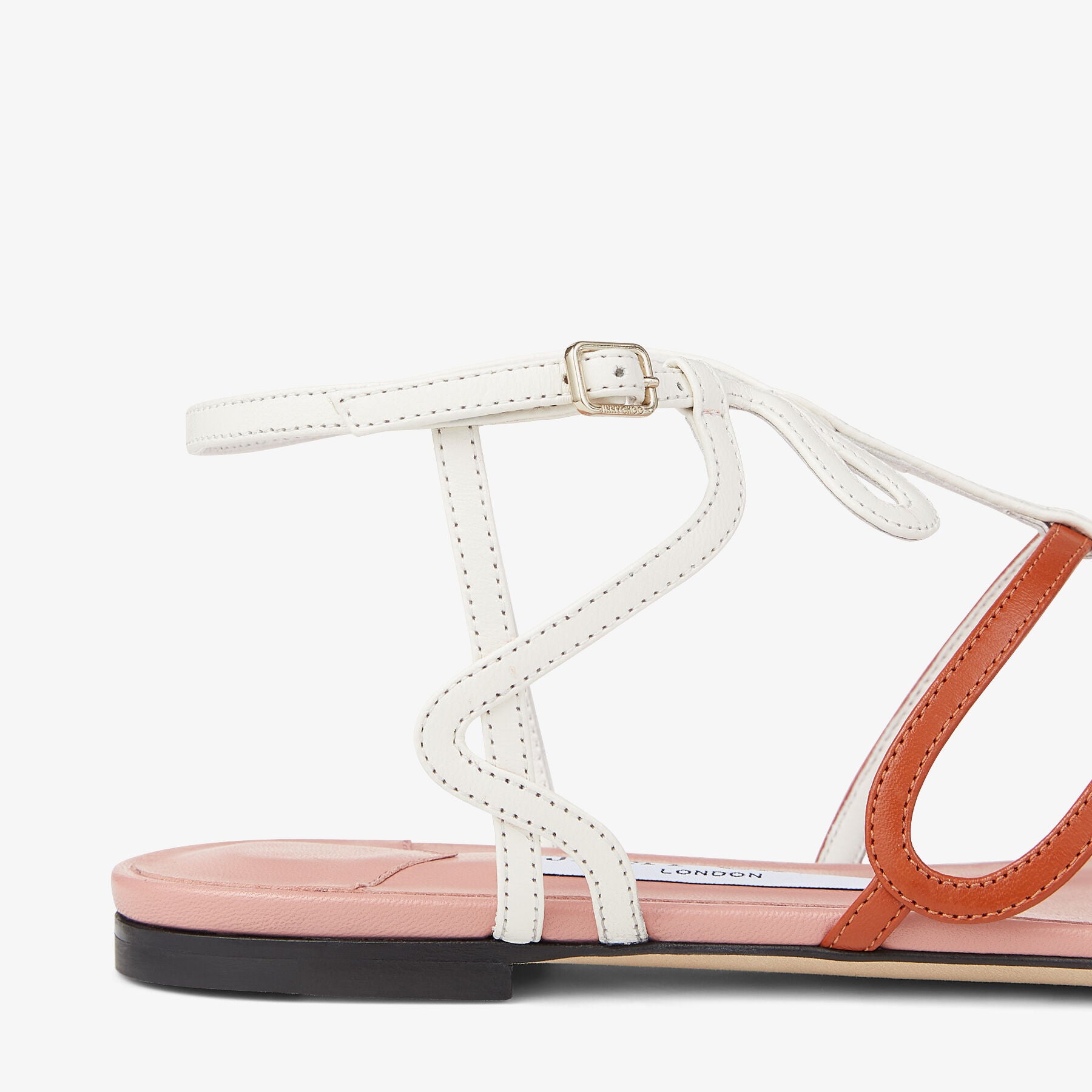 Sandales Vice plates en cuir multicolore - Peach, Burnt Orange & Latte