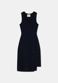 Robe midi Vichy en laine - Midnight