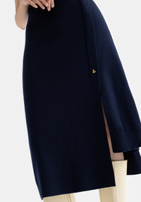 Robe midi Vichy en laine - Midnight