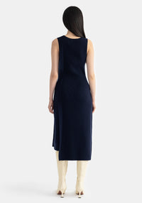 Robe midi Vichy en laine - Midnight