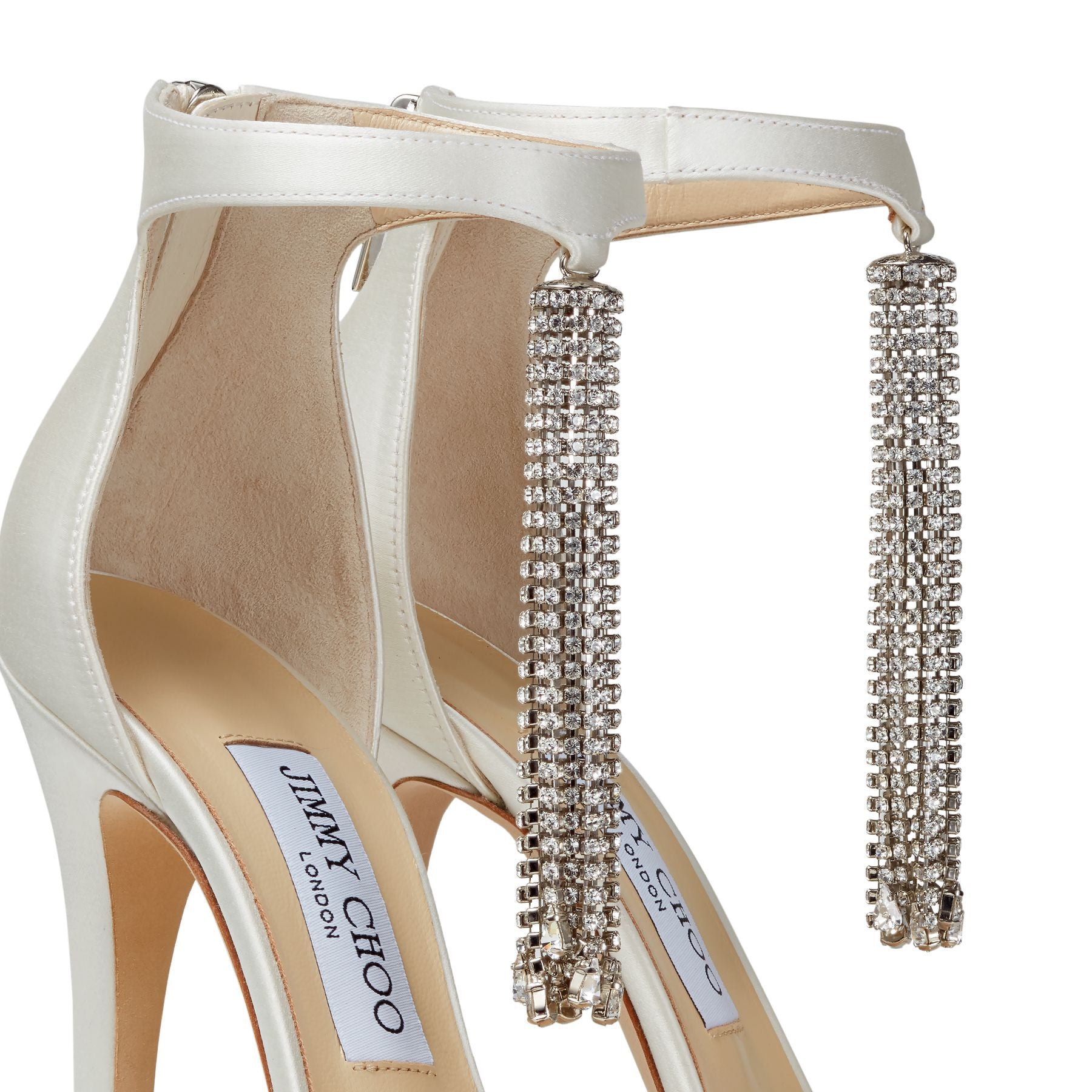 Viola 110 satin sandals with crystal chandelier - Ivory & Crystal