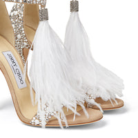 Sandales Viola 110 en daim à cristaux et plumes - White & Crystal Mix