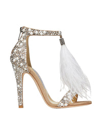 Sandales Viola 110 en daim à cristaux et plumes - White & Crystal Mix