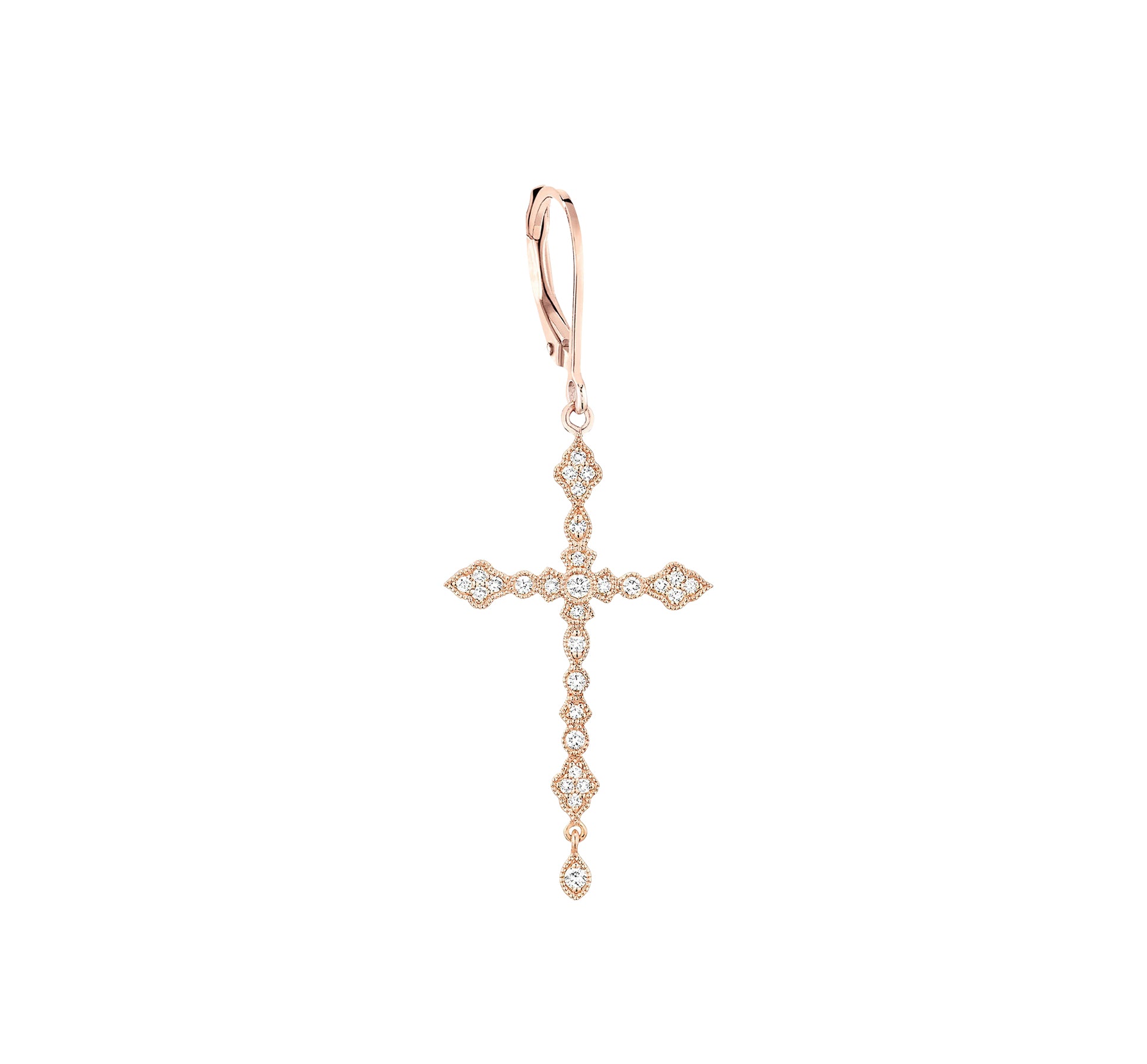 Mono boucle dormeuse Virgin en or rose 18K sertie de diamants - Or rose
