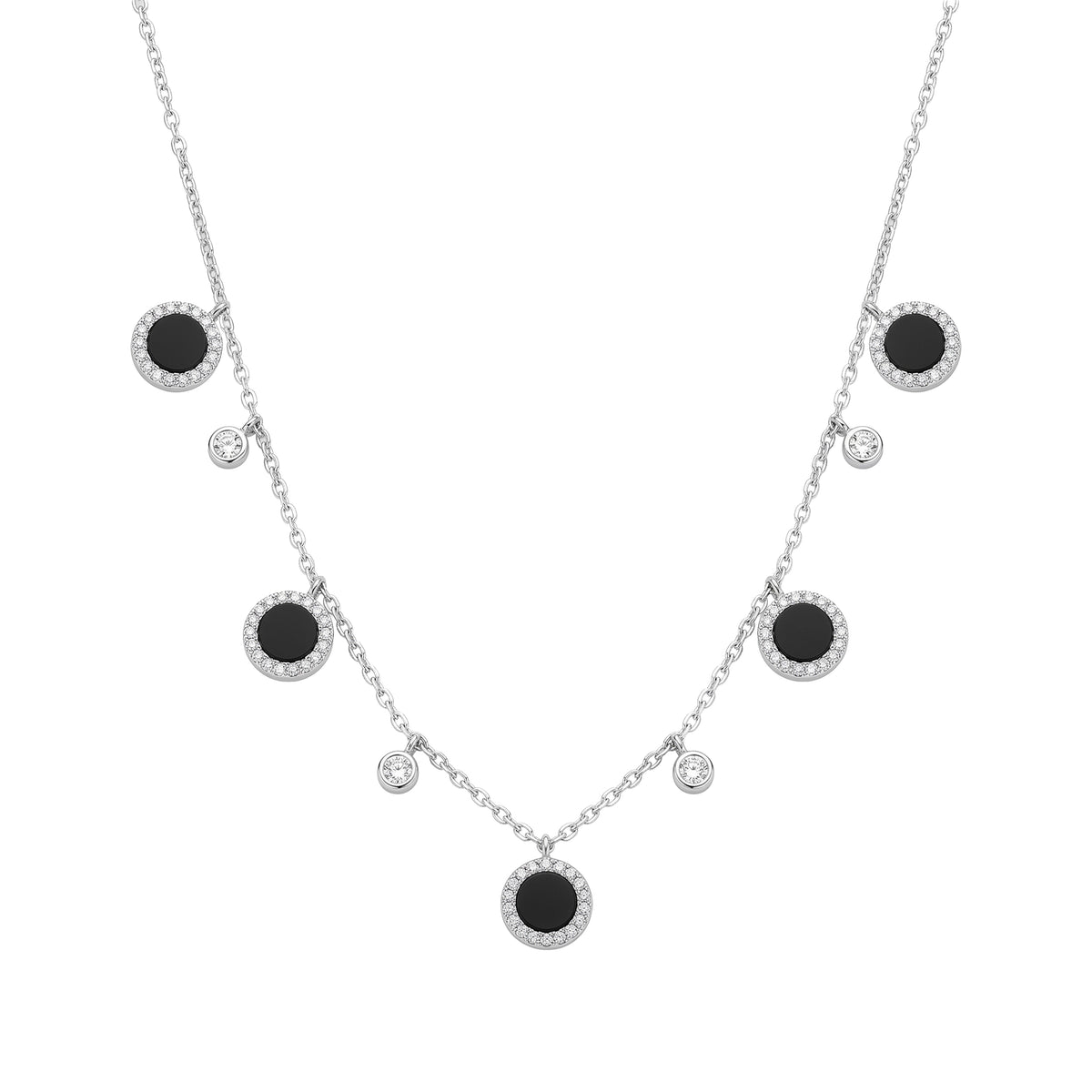18K white gold necklace set with diamonds - White