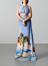 Robe sans manches en crêpe imprimé Dalí à découpe - Reve