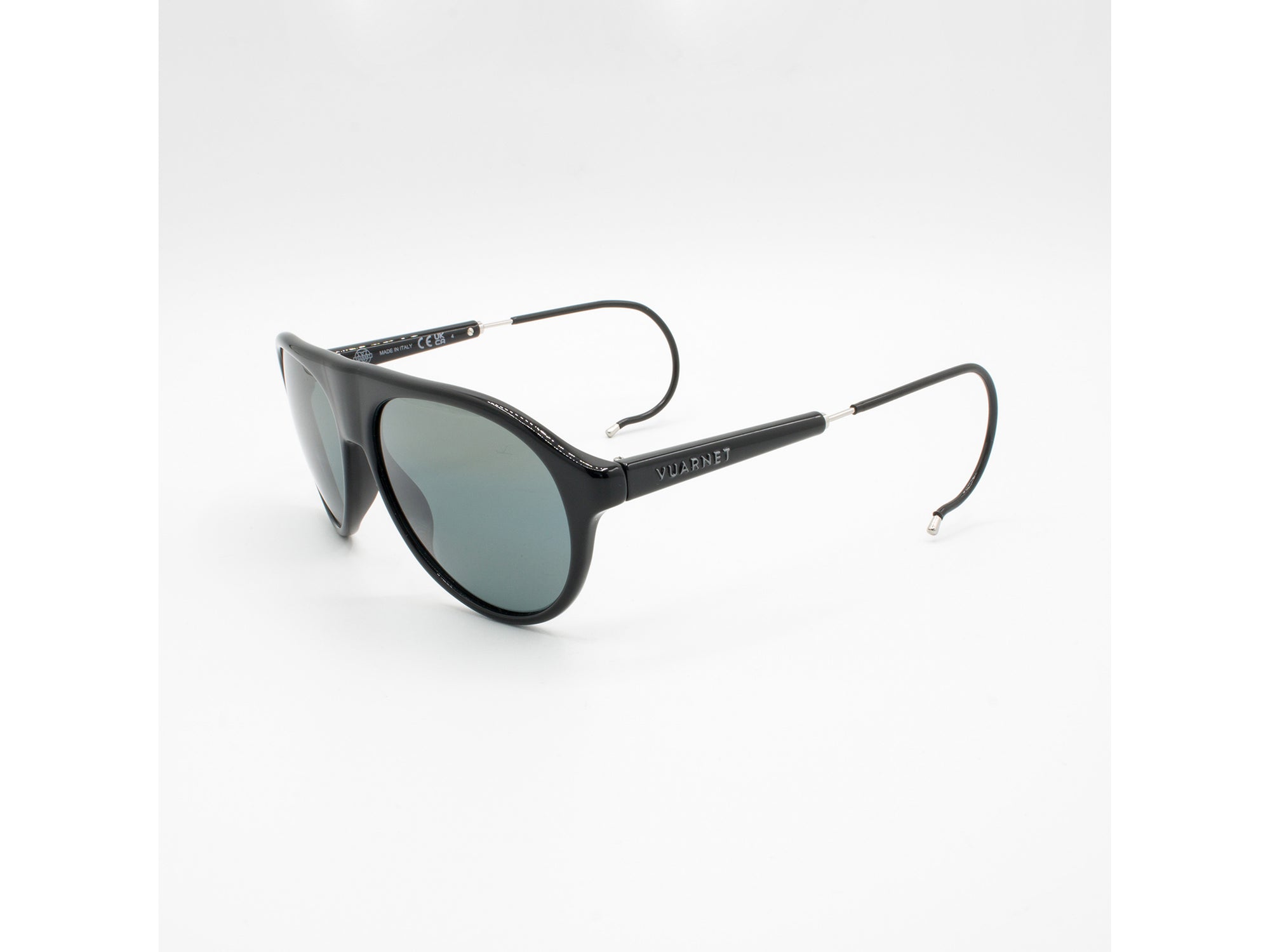 Sunglasses Alpine 02 - Shiny Black  & Smoke Polarized