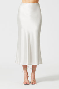 Satin Valletta Skirt - Platinum