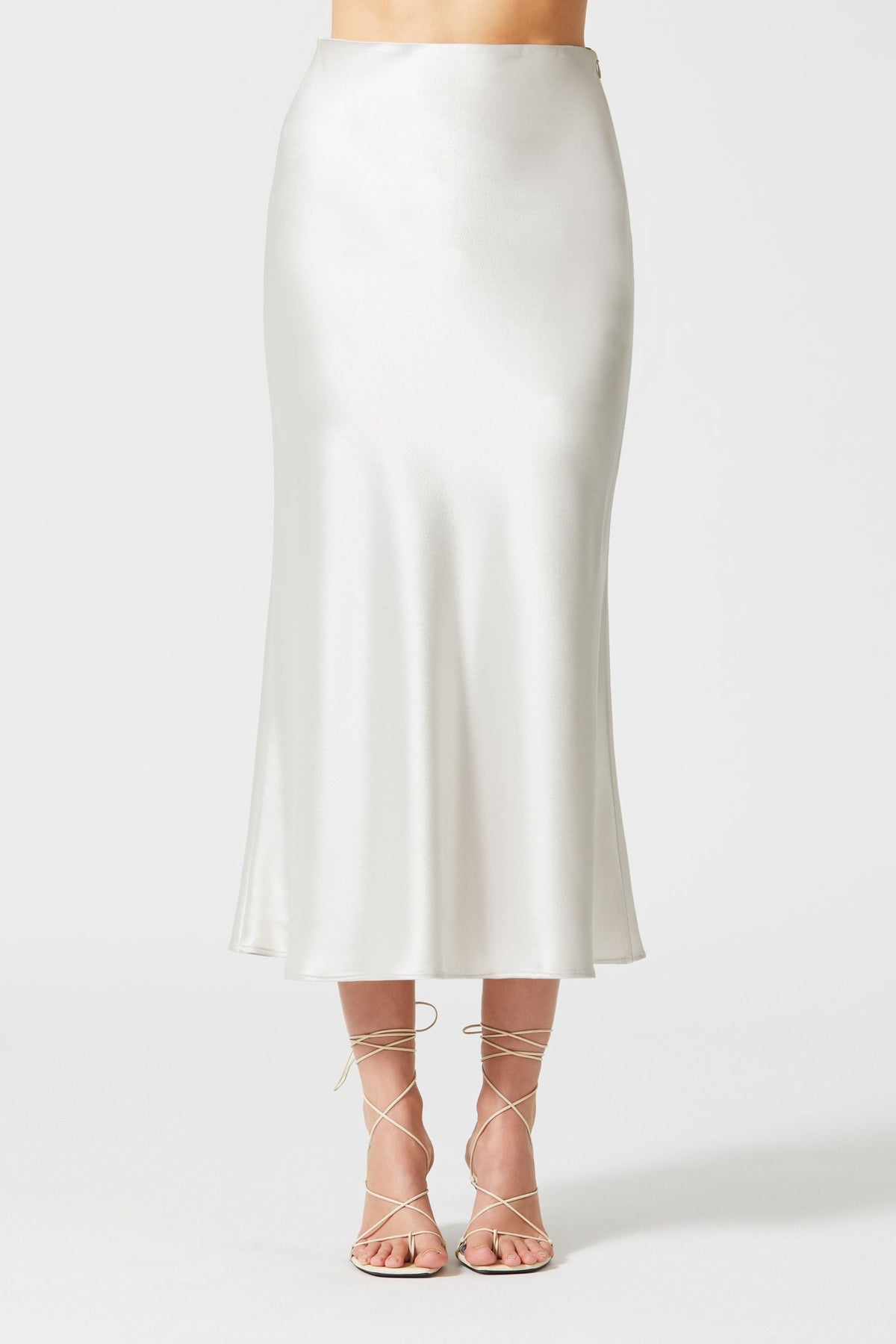 Satin Valletta Skirt - Platinum