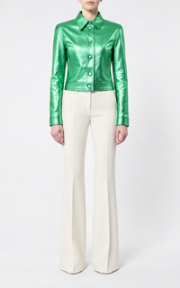 Thereza leather jacket - Variseite Green