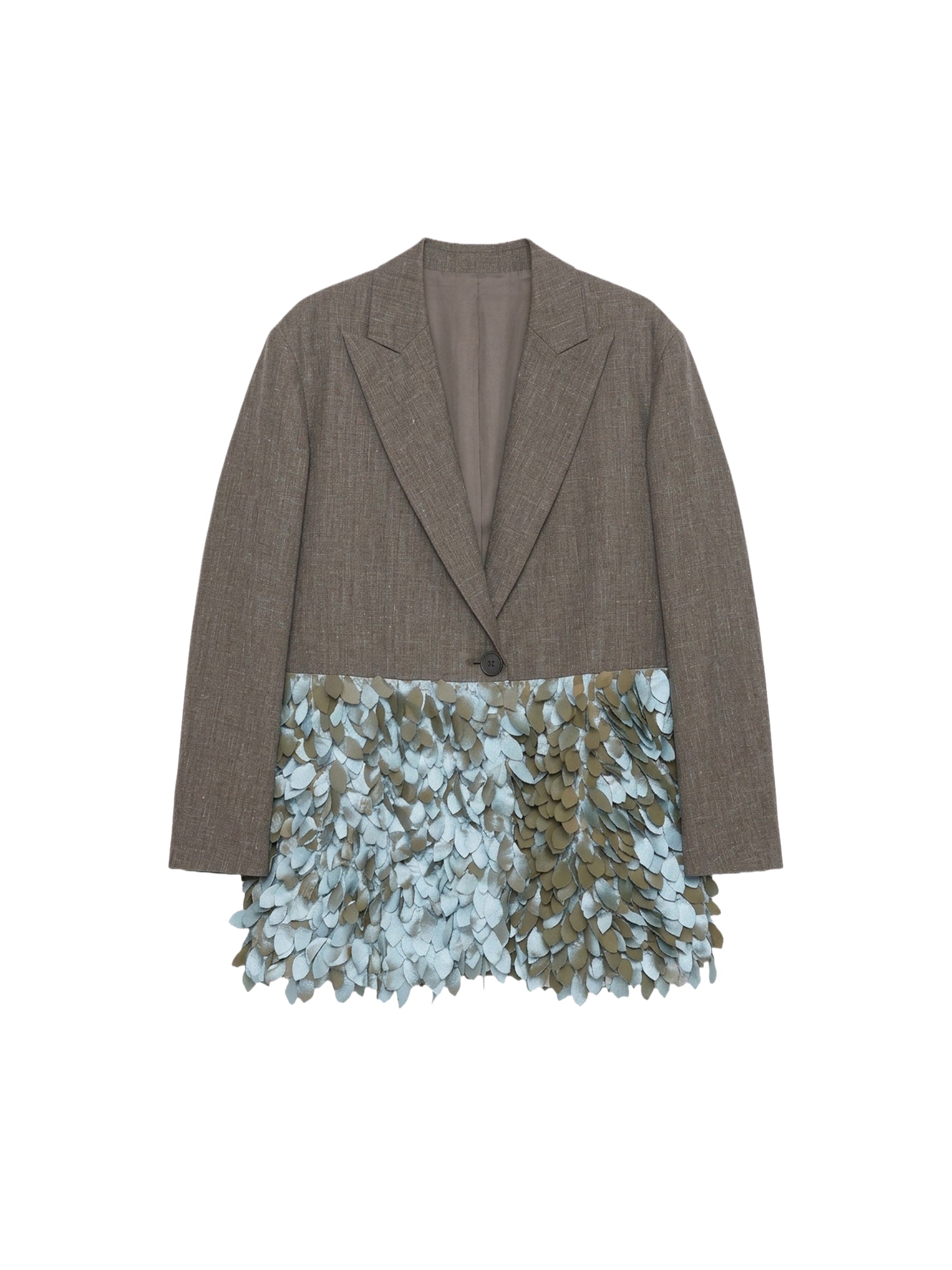 Veste à plumes en lin - Marrone Fantasia