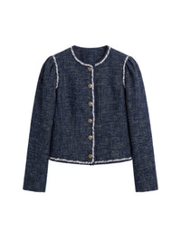 Veste tweed en laine - Blu & Bianco