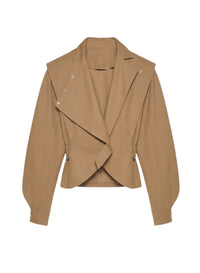 DARK BEIGE // beige asymmetric officer jacket