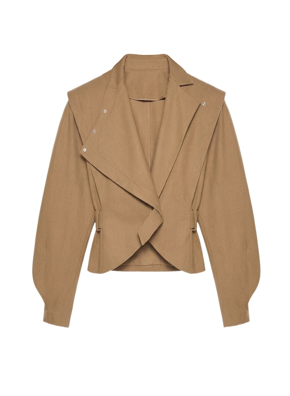 DARK BEIGE // beige asymmetric officer jacket