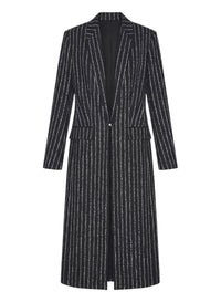 BLACK / WHITE // pinstripe pierced tailored coat