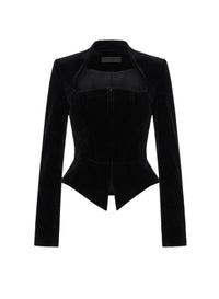 BLACK // black velvet corseted jacket