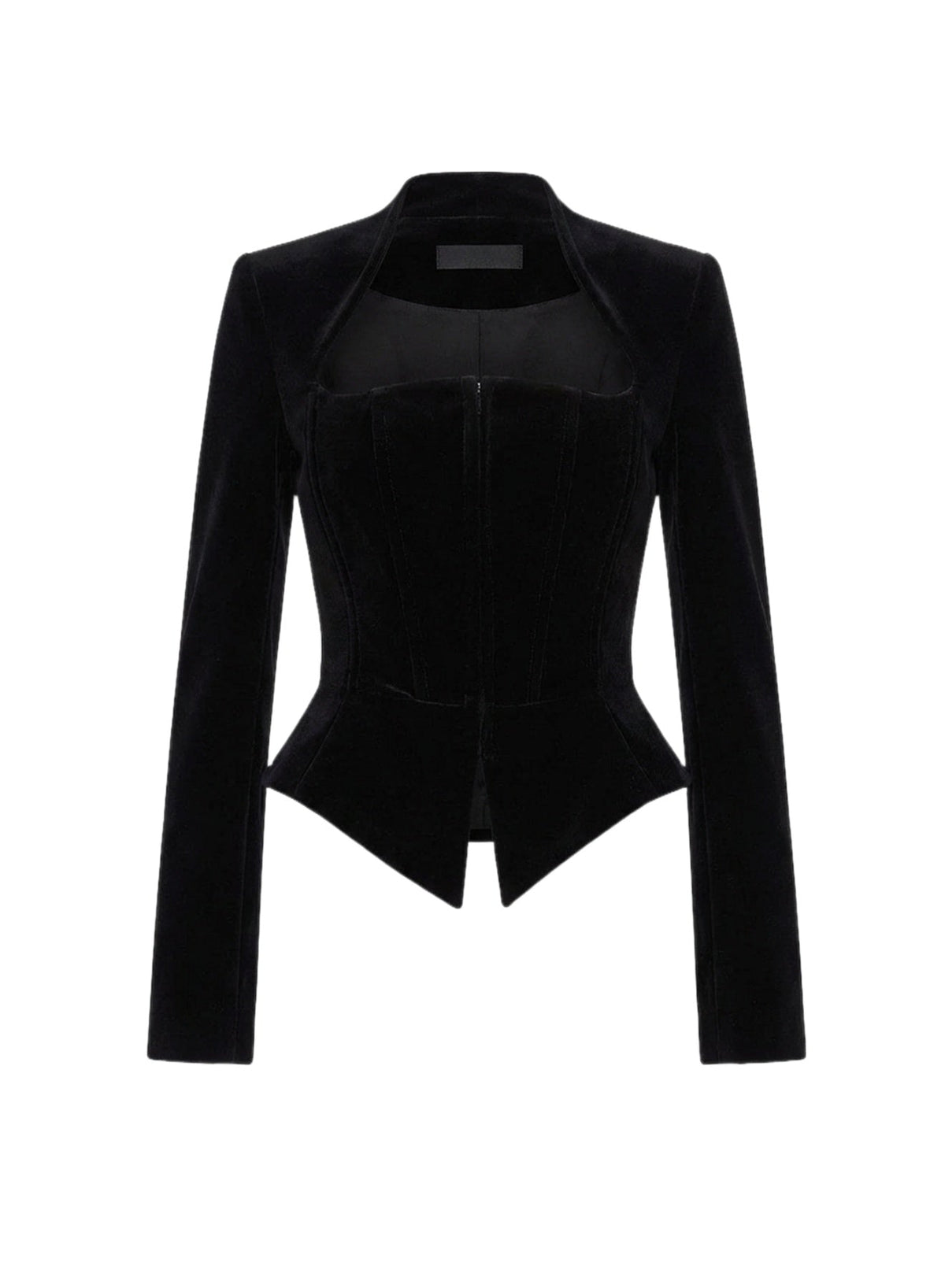 BLACK // black velvet corseted jacket