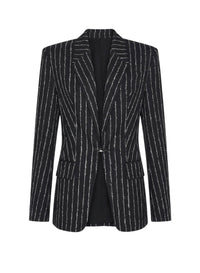 BLACK / WHITE // pinstripe pierced tailored jacket