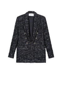 Textured 6-button jacket - Navy