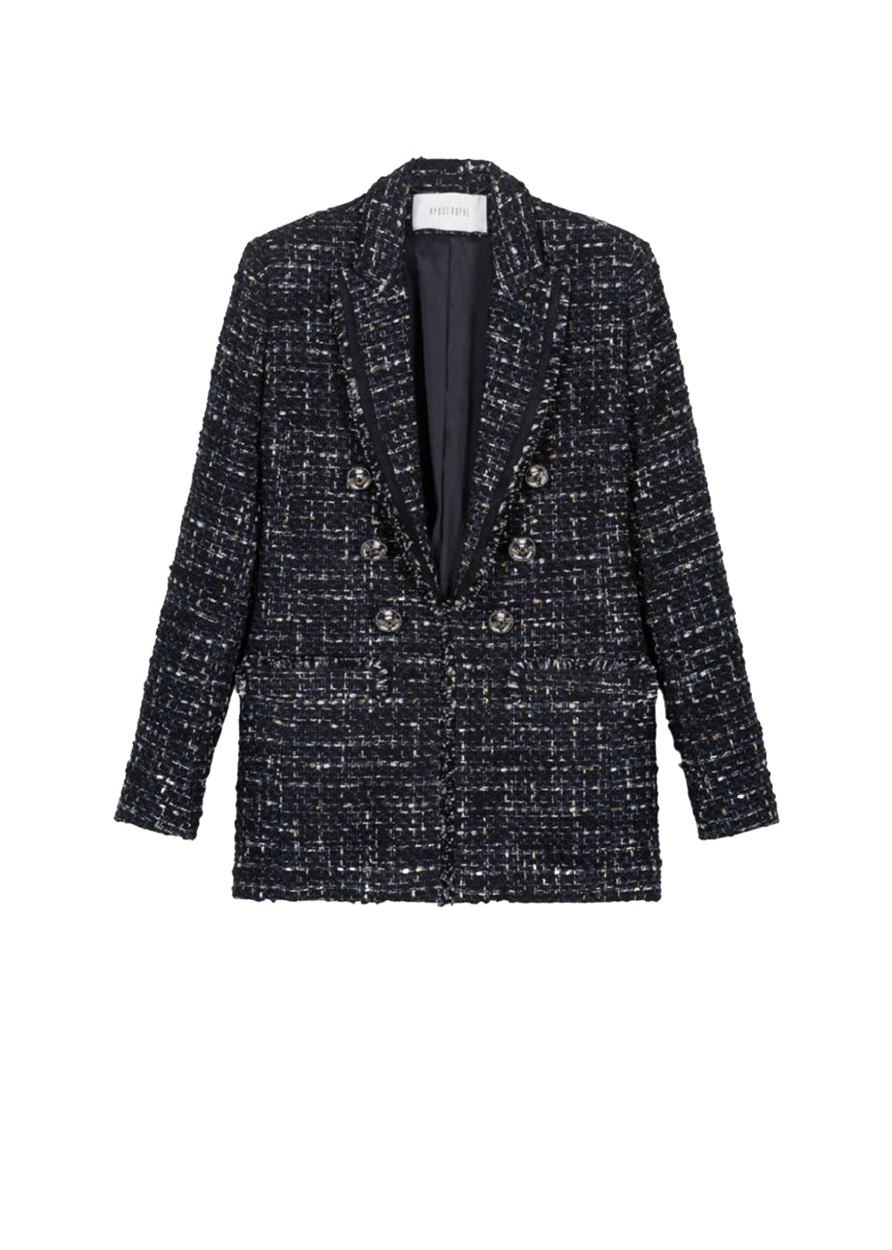 Textured 6-button jacket - Navy