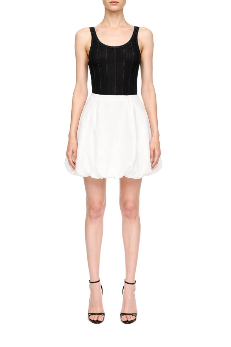 Gathered Waist Mini Skirt - White