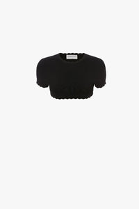 Cropped Short Sleeve Top - Black