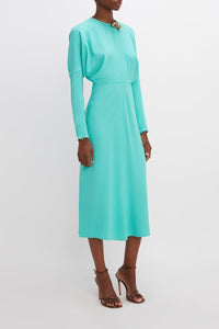 Dolman Midi Dress - Turquoise